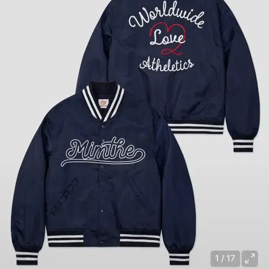 [BUNJANG] Mind The Gap World Wide Love Stadium Jacket Navy / 밈더워그로브 월드 와이드 러브 스타디움 자켓 네이비