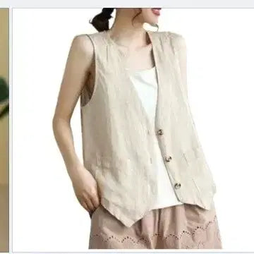 [BUNJANG] V-Neck Button Sleeveless Vest Jacket / 그레이 아이보리 베이지 베스트 조끼자켓 나시