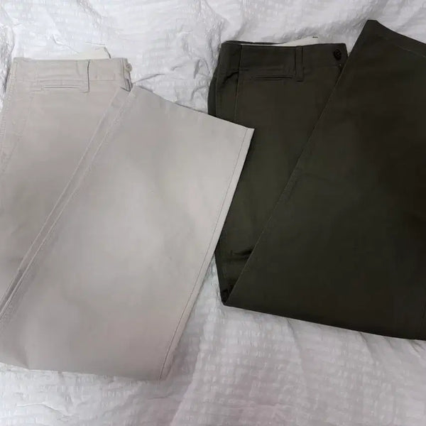 [BUNJANG] 25SS Pottery Linen Officer Chino Pants Dark Olive / Light Beige / 25SS 포터리 린넨 오피서 치노 팬츠 다크올리브, 라이트베이지 1
