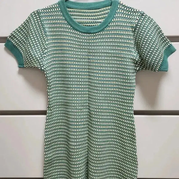[BUNJANG] Green Short Sleeve Mini Dress / (새 제품) 초록색 니트 반팔 미니 원피스