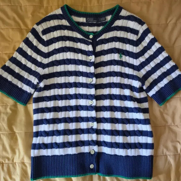 [BUNJANG] Polo Ralph Lauren Cable Knit Stripe Cardigan / 폴로 랄프 로렌 케이블 니트 스트라이프 가디건