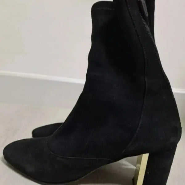 [BUNJANG] GO-CCE Suede Ankle Boots Black 7cm Heel 230mm / 고세 앵클부츠 블랙 7cm 230mm