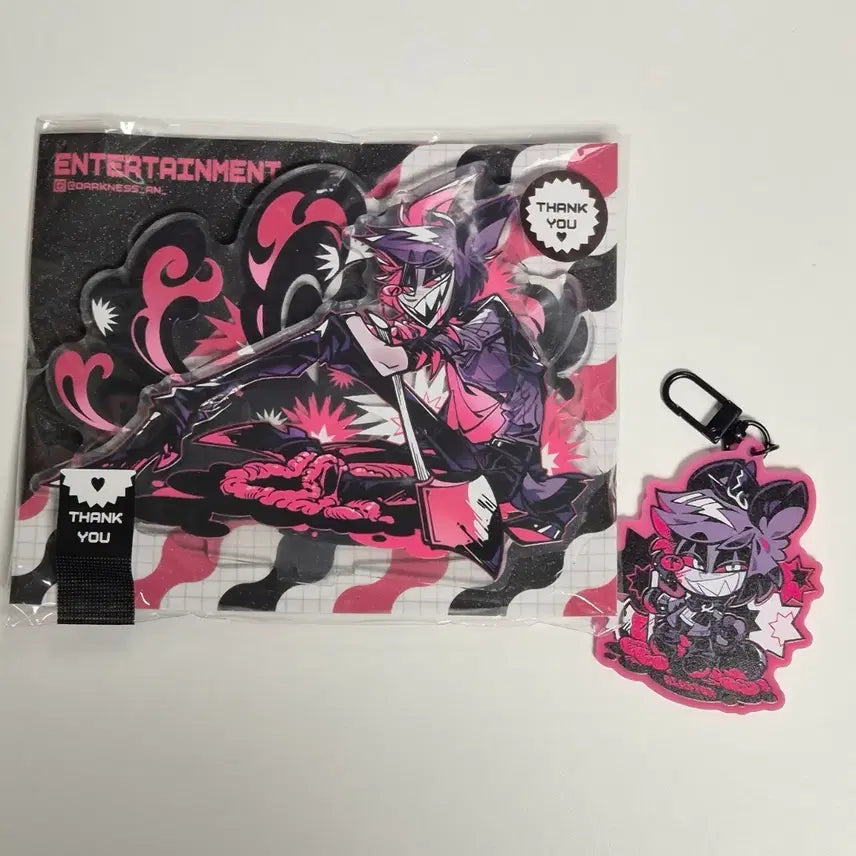 [BUNJANG] Hazbin Hotel Alastor Unsealed Acrylic Stand & Keyring Bundle Set / 판매) 해즈빈호텔 알래스터 비공굿 미개봉 아크링 스탠드&키링