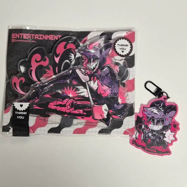 [BUNJANG] Hazbin Hotel Alastor Unsealed Acrylic Stand & Keyring Bundle Set / 판매) 해즈빈호텔 알래스터 비공굿 미개봉 아크링 스탠드&키링