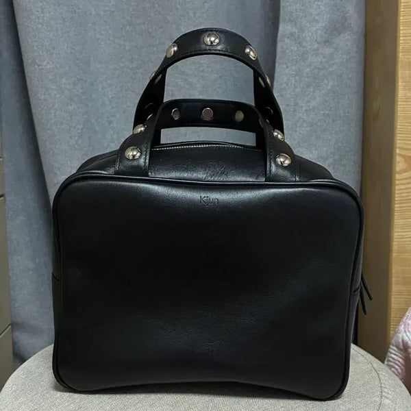 [BUNJANG] Kijun Stud Bag Black Genuine Cowhide Leather / kijun 기준 스터드백 블랙
