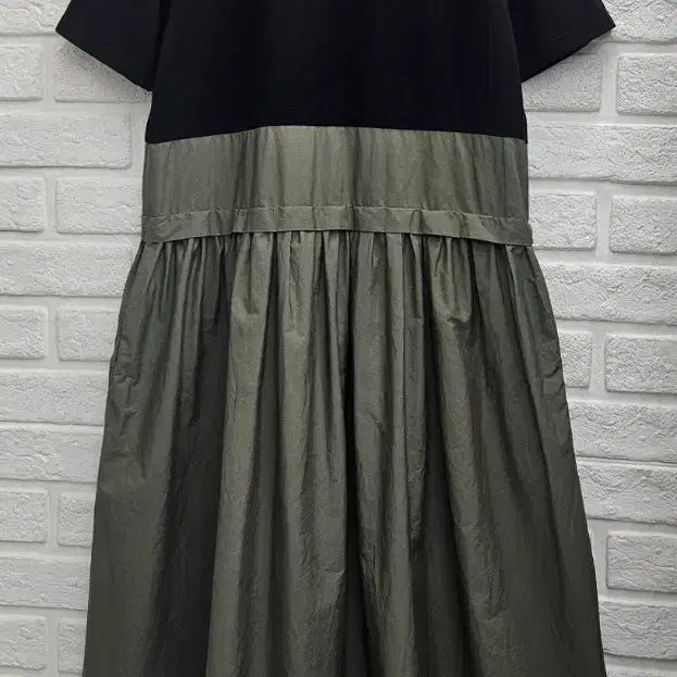 [BUNJANG] Clizy Color Block Long Dress / A4741  블랙 앤 카키 배색 원피스(clizy)