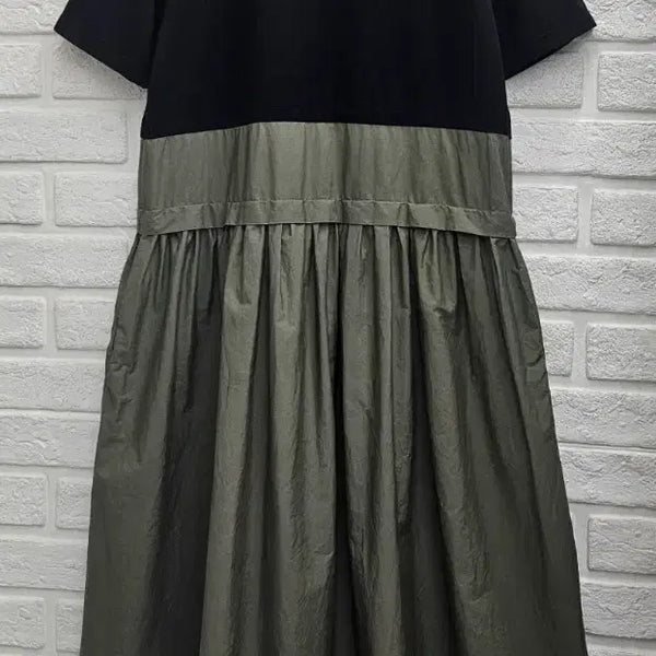 [BUNJANG] Clizy Color Block Long Dress / A4741  블랙 앤 카키 배색 원피스(clizy)