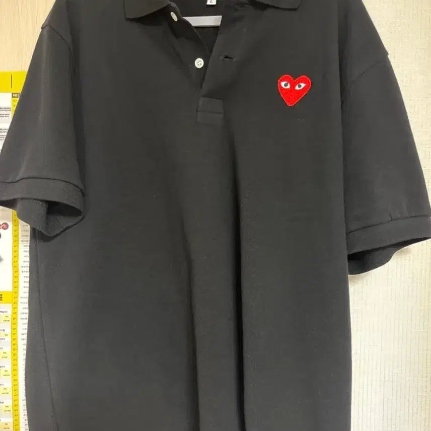 [BUNJANG] Comme des Garçons Black Heart Appliqué Polo Shirt L / 꼼데가르송 카라티