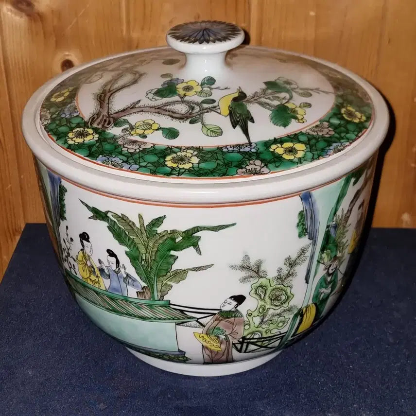 [BUNJANG] Kangxi Period Enamel Figure Large Porcelain Jar / 강희년제 분채 영인문 대형합 높이23 지24.5 중국도자기 고도자 골통품