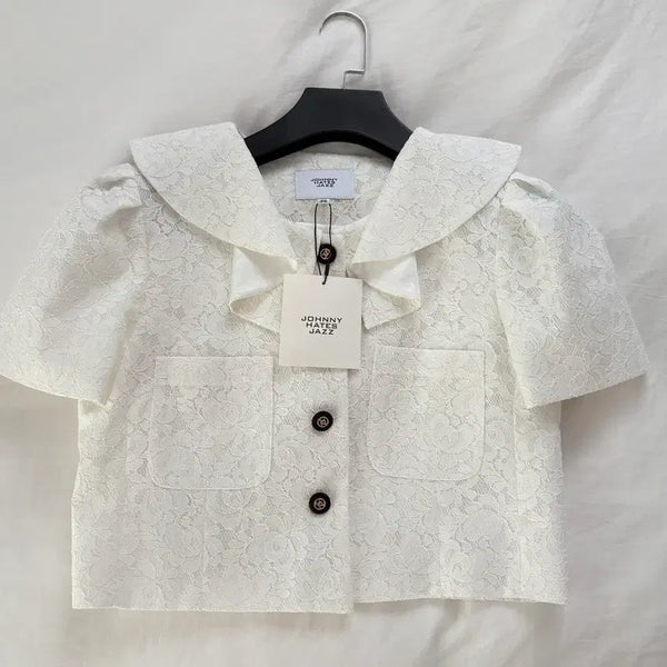 [BUNJANG] Johnny Hates Jazz Ruffle Lace Jacket White / 쟈니헤잇재즈 러플 레이스 자켓 화이트