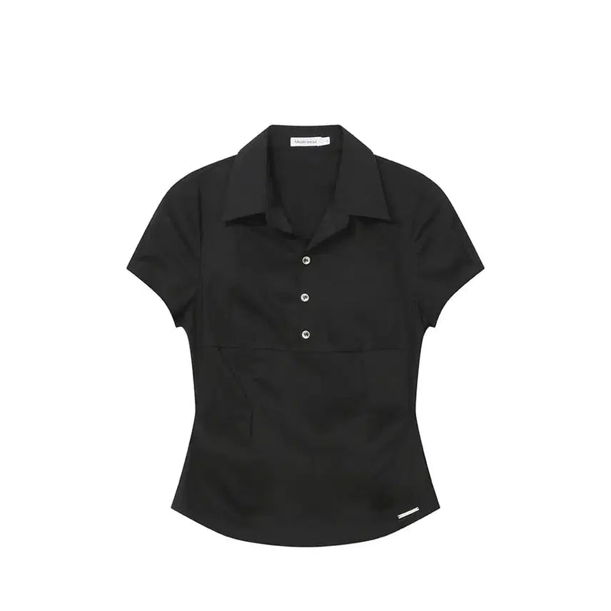 [BUNJANG] MiseKi Seoul Fitted Cap Sleeves Shirt Black / 미세키서울 Fitted cap sleeves shirts BLACK