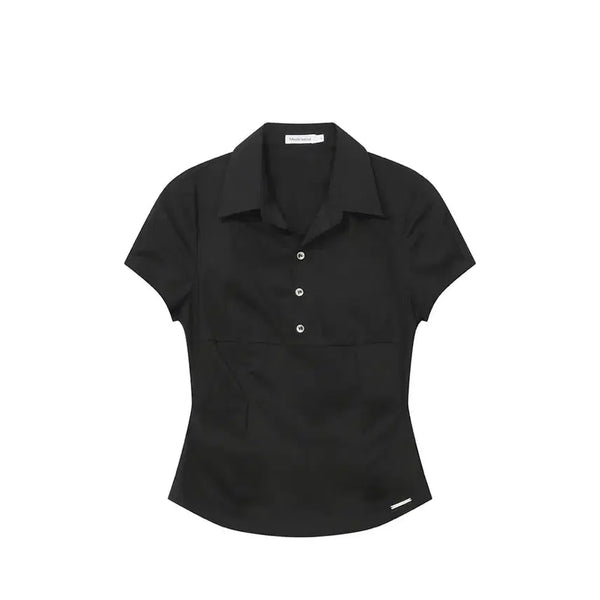 [BUNJANG] MiseKi Seoul Fitted Cap Sleeves Shirt Black / 미세키서울 Fitted cap sleeves shirts BLACK