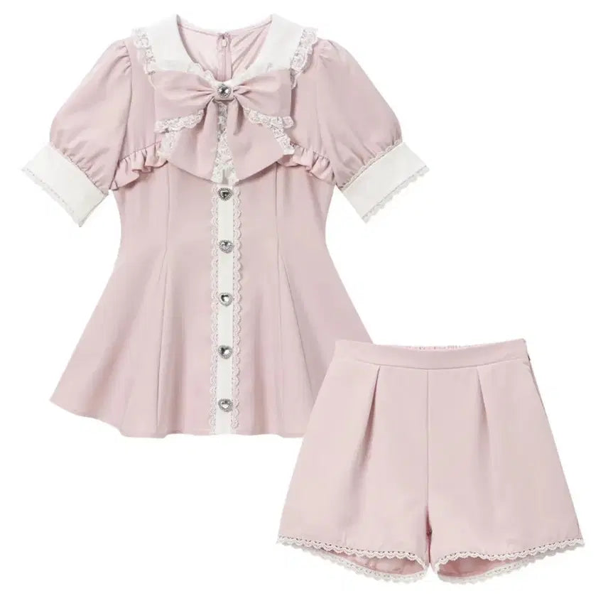 [BUNJANG] Dear My Love Bolero Layered Setup Pink / 디어마이러브 디마럽 볼레로 레이어드 셋업 핑크