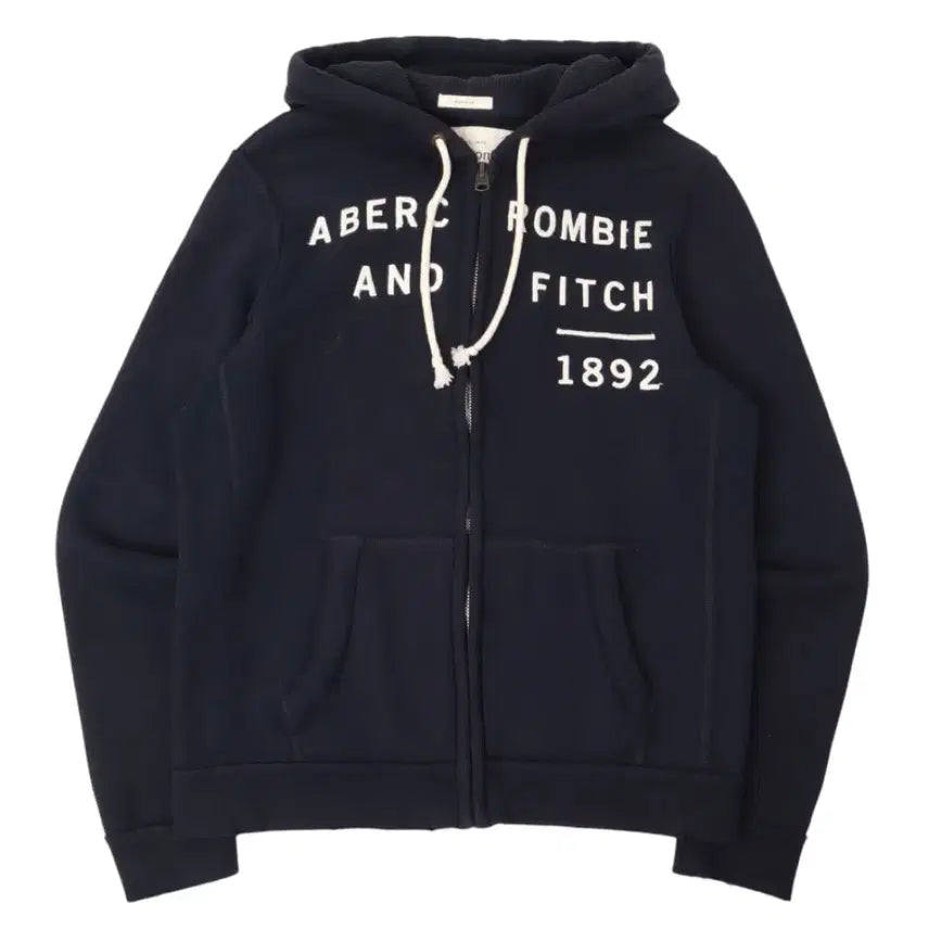 [BUNJANG] Abercrombie & Fitch Navy Logo Cotton Zip-Up Hoodie / 아베크롬비 네이비 로고 코튼 후드집업