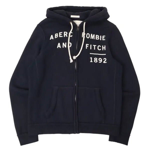 [BUNJANG] Abercrombie & Fitch Navy Logo Cotton Zip-Up Hoodie / 아베크롬비 네이비 로고 코튼 후드집업