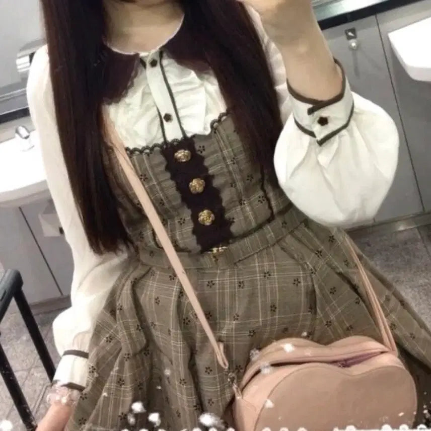 [BUNJANG] LIZ LISA Classic Check Dress and Blouse Set / 리즈리사 고전 핀터깔 대대장 히메카지 라떼갸루 히메갸루 체크 원피 블라우스셋트