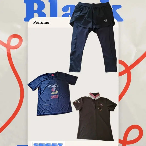 [BUNJANG] Bundle Set: Shorts Leggings, Disney T-Shirt, Collar T-Shirt / (3벌 합) 반바지 레깅스 + 디즈니 티 + 카라티 : 합 3천