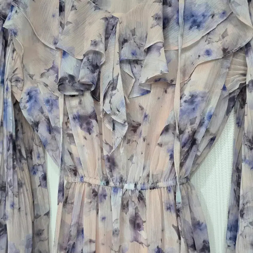 [BUNJANG] Imvely Chiffon Floral Ruffle Long Dress / 임블리 쉬폰 꽃무늬 프릴 원피스