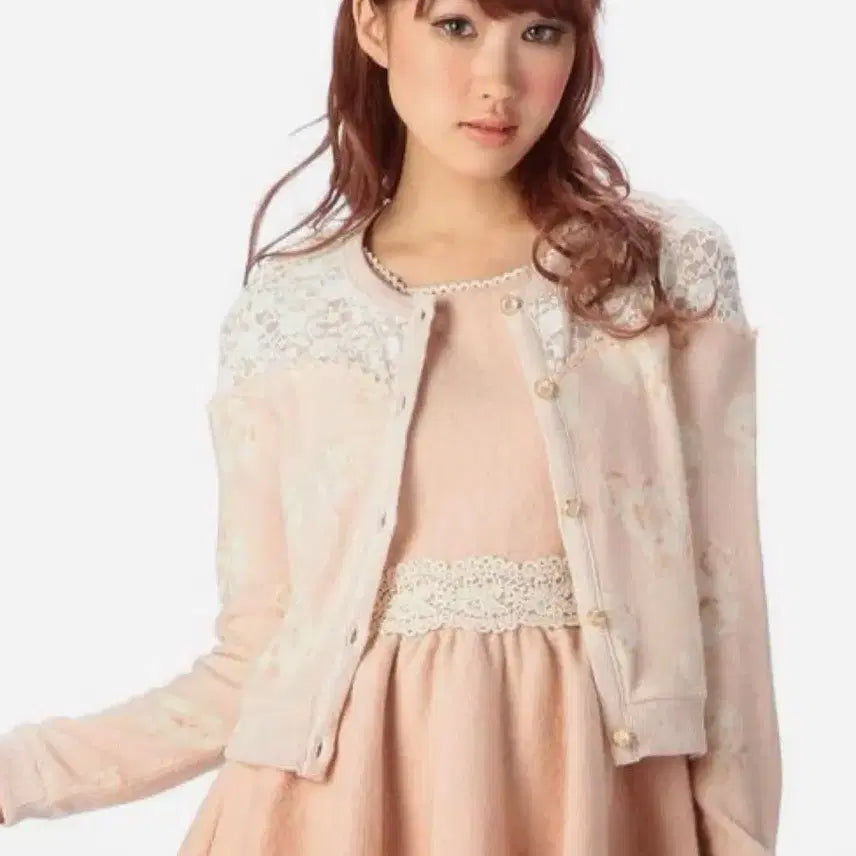 [BUNJANG] LIZ LISA Strawberry Milk Pintuck Cardigan + Dress Set / 리즈리사 딸기우유 핀터깔 대대장 히메카지 라떼갸루 히메갸루가디건+원피셋트