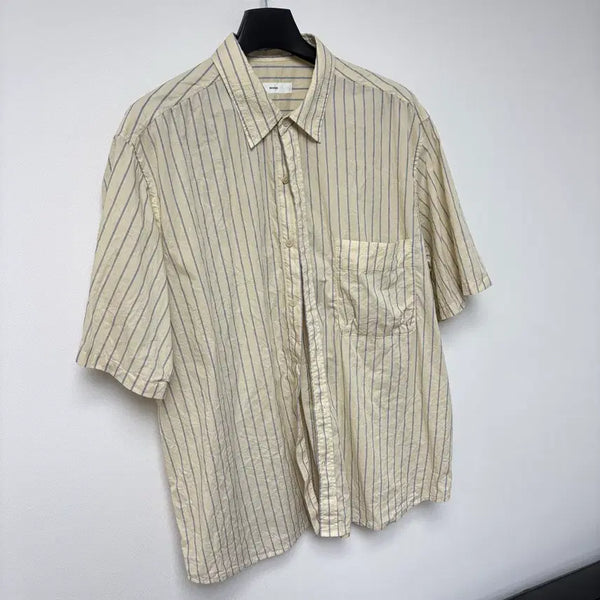 [BUNJANG] BEAKER Stripe Half Shirt / 비이커 스트라이프 하프 셔츠