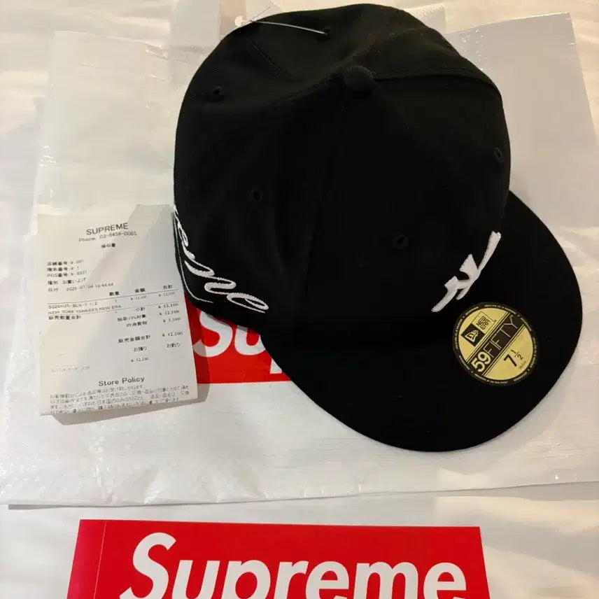 [BUNJANG] Supreme New Era Yankees Fitted Cap Black / 슈프림 뉴에라 블랙