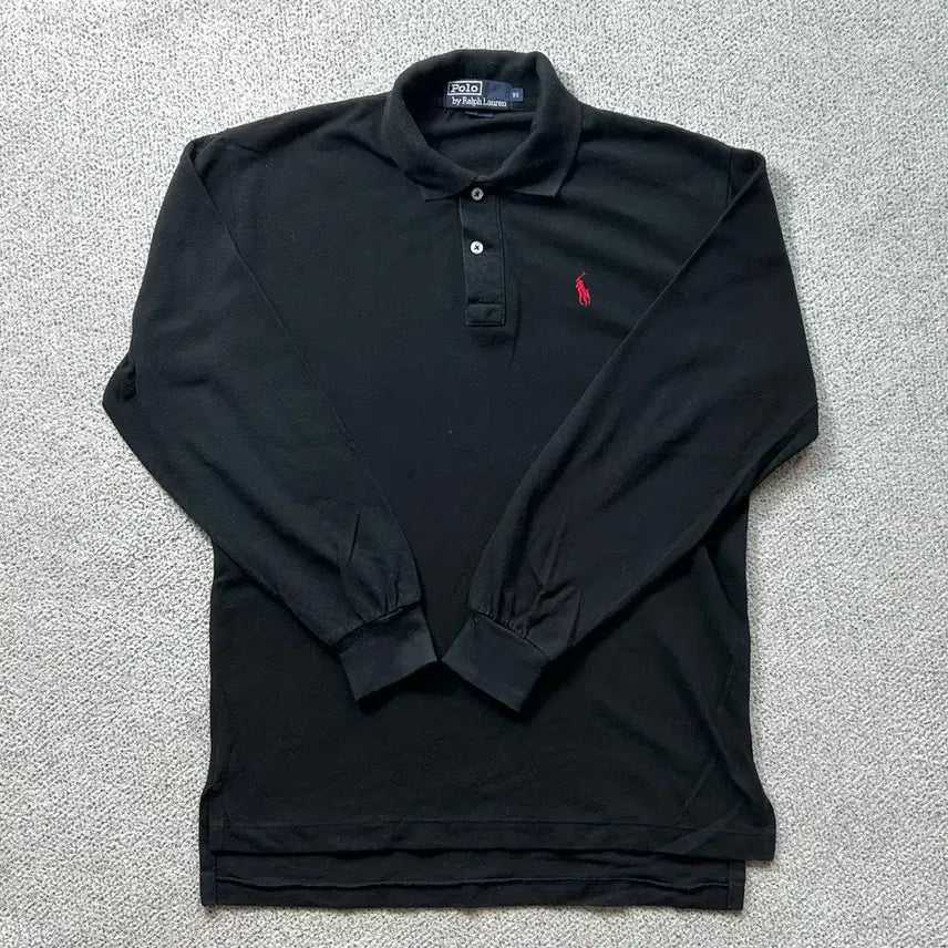 [BUNJANG] Polo Ralph Lauren Black Long Sleeve Polo Shirt Size M / 폴로 랄프로렌 블랙 카라티 95 M