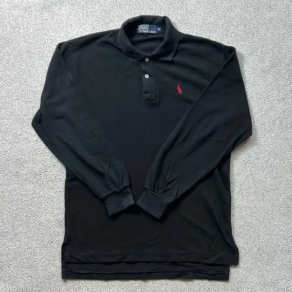 [BUNJANG] Polo Ralph Lauren Black Long Sleeve Polo Shirt Size M / 폴로 랄프로렌 블랙 카라티 95 M