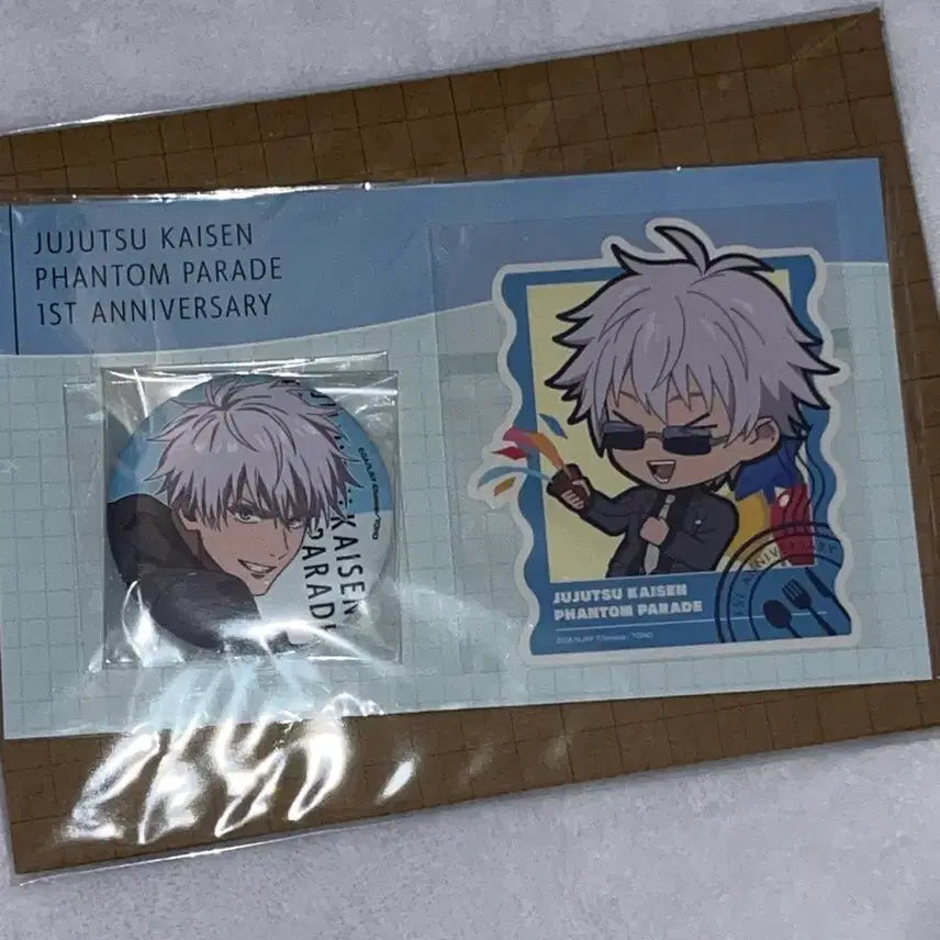 [BUNJANG] Jujutsu Kaisen Phantom Parade 1st Anniversary Gojo Badge & Sticker Set / 주술회전 팬텀퍼레이드 판라레 1주년 고죠 뱃지 스티커 세트