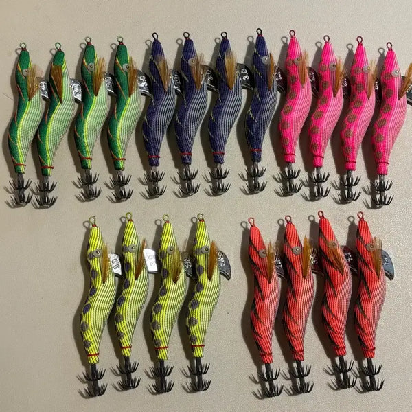[BUNJANG] Patterned Squid O-Dong Wood Egi Lures (3.0, 20-Piece Set) / 무늬오징어 오동목 에기 3.0호 20개