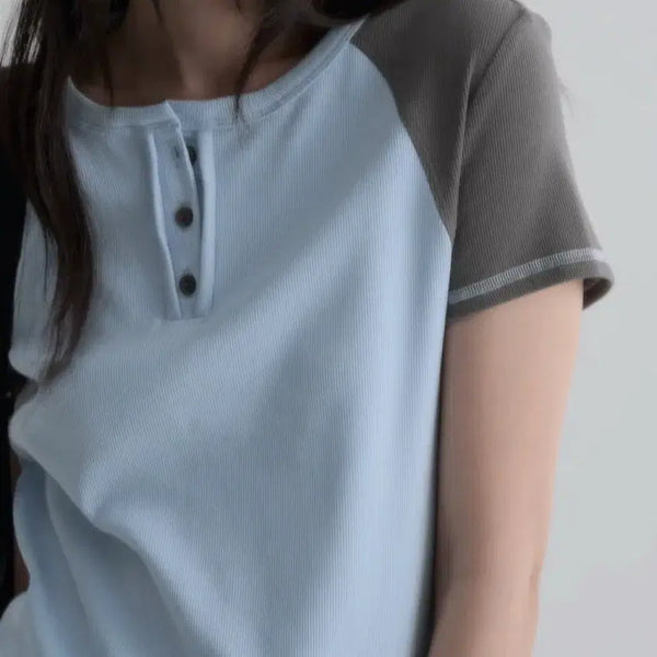 [BUNJANG] 8SECONDS Henley Neck Raglan Jersey Top Sky Blue / 에잇세컨즈 헨리넥 레글런 저지탑 스카이블루
