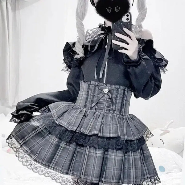[BUNJANG] Maz Off-Shoulder Frill Blouse + High-Waist Spindle Skirt Set / [판매] 마즈 오프숄더 프릴 블라우스+하이웨스트 스핀들 스카판
