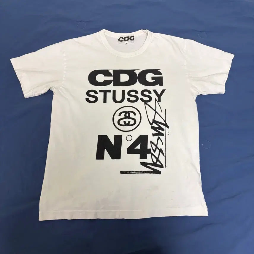 [BUNJANG] Comme des Garçons x Stüssy Short Sleeve T-Shirt White / CDG 스투시 반팔 티셔츠 화이트