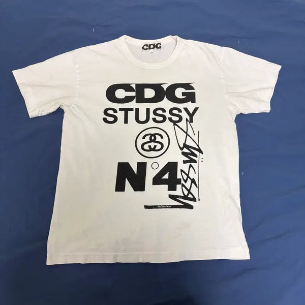 [BUNJANG] Comme des Garçons x Stüssy Short Sleeve T-Shirt White / CDG 스투시 반팔 티셔츠 화이트