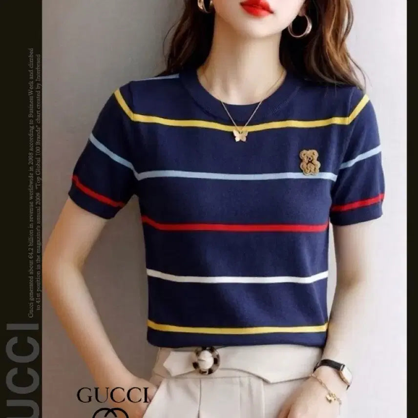 [BUNJANG] Gucci Stripe Short Sleeve Knit / 구찌 스트라이프 반팔 니트
