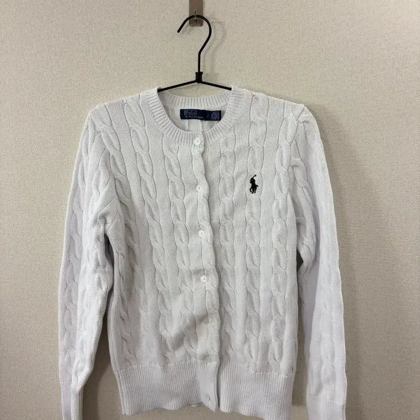 [BUNJANG] Polo Ralph Lauren White Cable Knit Cardigan S / 폴로 랄프로렌 (Polo) 화이트 케이블 니트 가디건 S