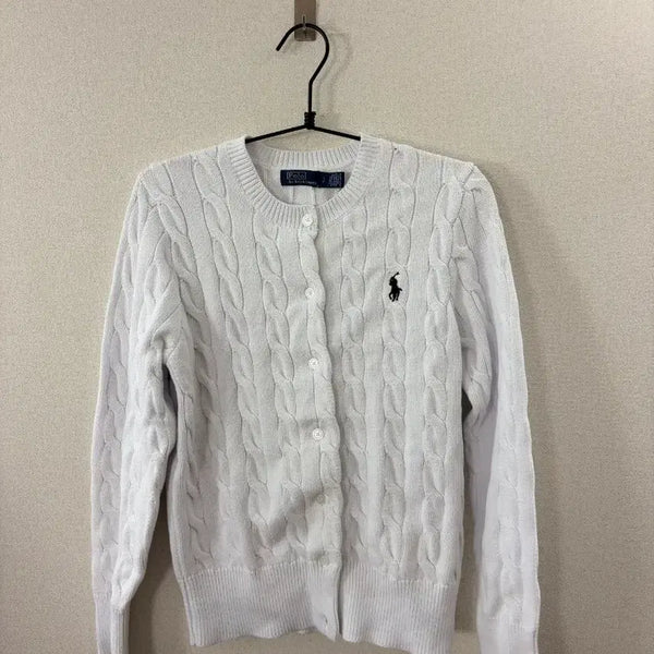 [BUNJANG] Polo Ralph Lauren White Cable Knit Cardigan S / 폴로 랄프로렌 (Polo) 화이트 케이블 니트 가디건 S
