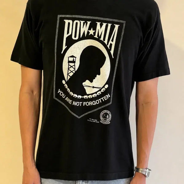 [BUNJANG] 90s USA Fruit of the Loom POW MIA T-Shirt - Black (Size L) / 90's USA POW.MIA 티셔츠