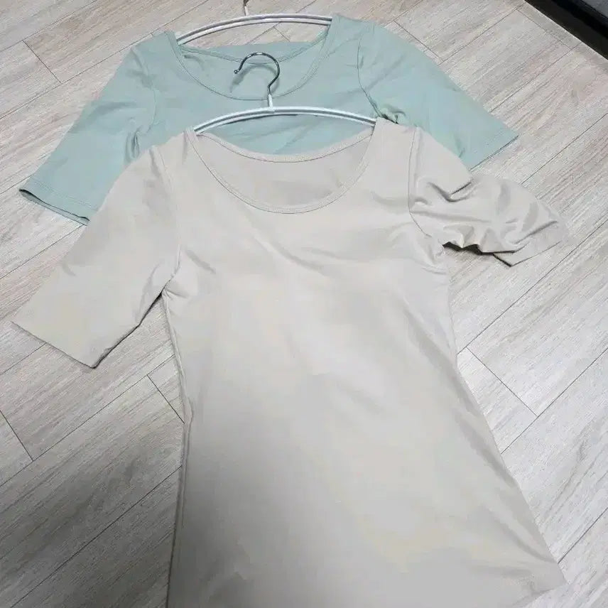 [BUNJANG] Arbon Short Sleeve Bralette 2-Pack (Beige/Mint) - Size S / 아르본 반팔 브라탑 2종 (베이지/민트) S