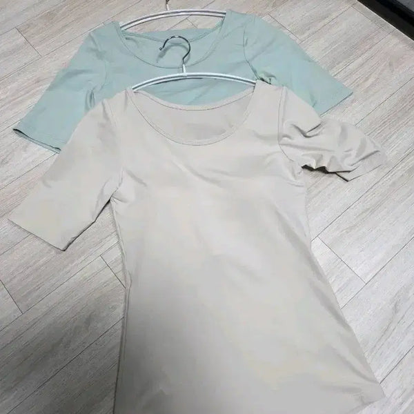 [BUNJANG] Arbon Short Sleeve Bralette 2-Pack (Beige/Mint) - Size S / 아르본 반팔 브라탑 2종 (베이지/민트) S