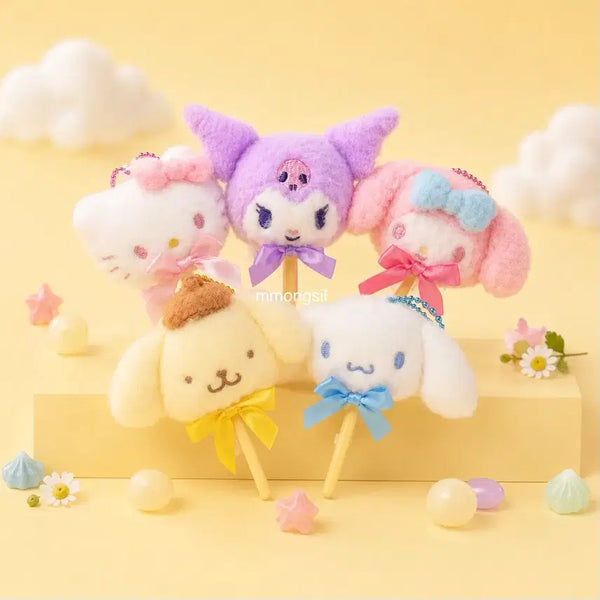 [BUNJANG] Sanrio Cotton Candy Face Bag Charm Keychain (Hello Kitty, Kuromi, My Melody, Pompompurin, Cinnamoroll) / [신상품]산리오 솜사탕 얼굴 가방걸이 키링_헬로키티/쿠로미/마이멜로디/폼폼푸린/시나모롤
