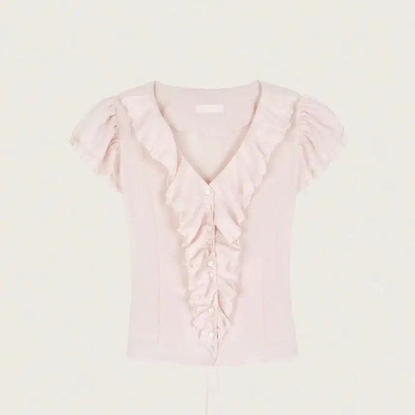[BUNJANG] Clishier Logish Chiffon Blouse Pink S / 텍o,새상품) 클리시어 로지쉬폰 블라우스 핑크s