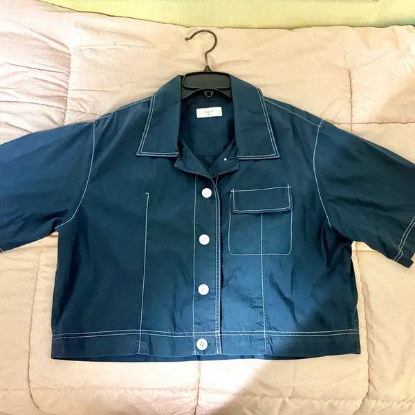 [BUNJANG] TOPTEN Navy Short Sleeve Shirt / 탑텐 네이비색 반팔 셔츠