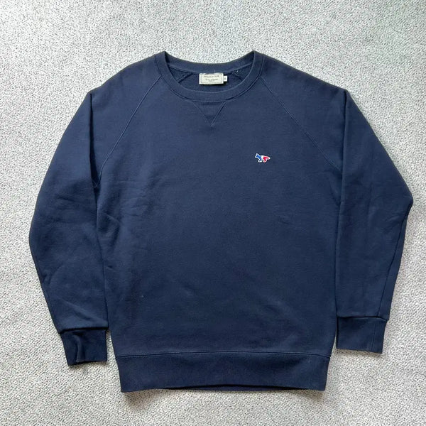[BUNJANG] Maison Kitsuné Fox Patch Navy Sweatshirt M / 메종키츠네 폭스패치 네이비 맨투맨 95 M