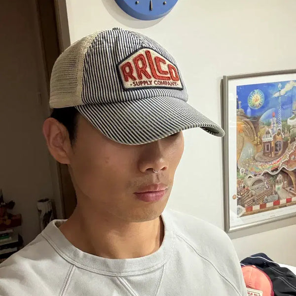 [BUNJANG] RRL Supply Company Indigo Stripe Trucker Cap / RRL 서플라이 컴퍼니 인디고 스트라이프 트러커캡 레어