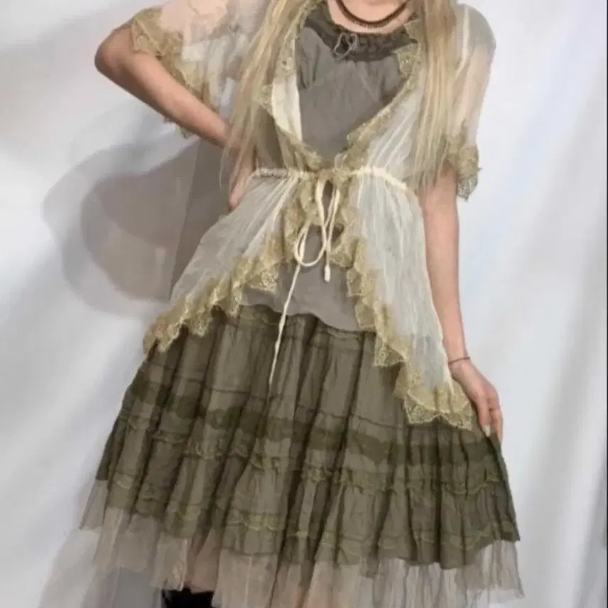 [BUNJANG] Deathrise Fairy Mori Coordinate Set Floral / 레이스데스라이즈 레이스 페어리 모리걸 코디세트 플로럴 코디세트 하구미