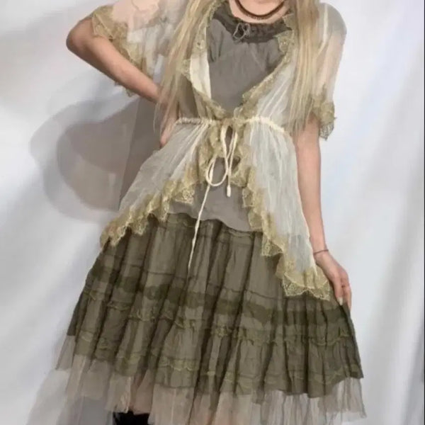 [BUNJANG] Deathrise Fairy Mori Coordinate Set Floral / 레이스데스라이즈 레이스 페어리 모리걸 코디세트 플로럴 코디세트 하구미