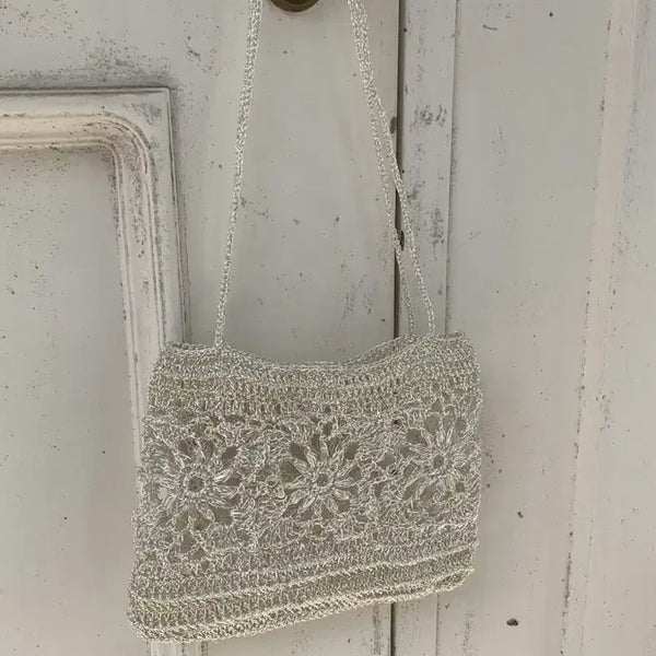 [BUNJANG] Le Bonde Floral Shoulder Bag (White Silver) / 르벙드 floral bag(white silver)