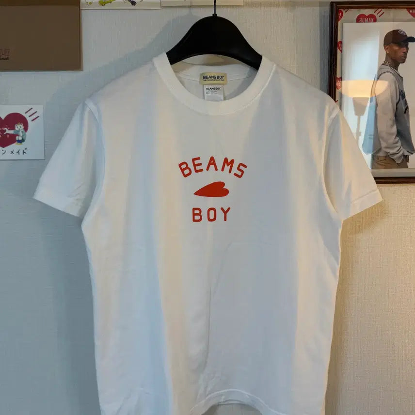 [BUNJANG] BEAMS BOY Cotton 100% Short Sleeve T-Shirt White / 빔즈보이 반팔 티셔츠 화이트