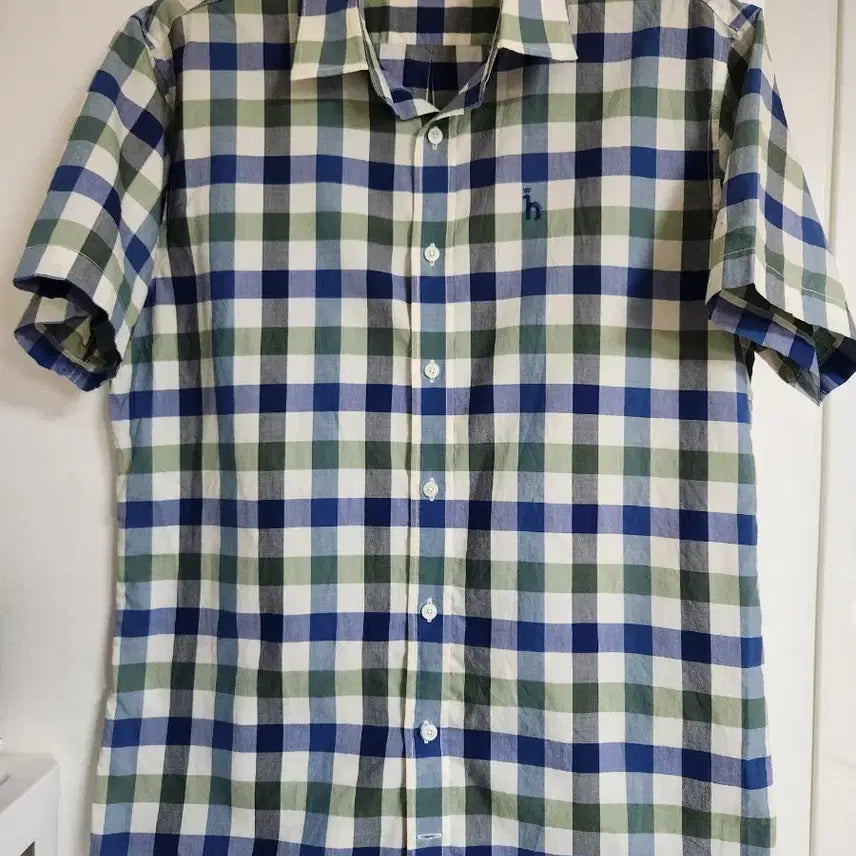 [BUNJANG] Hazzys Check Short Sleeve Shirt Navy 100-105 / 헤지스 체크 반팔 셔츠 네이비 100~105
