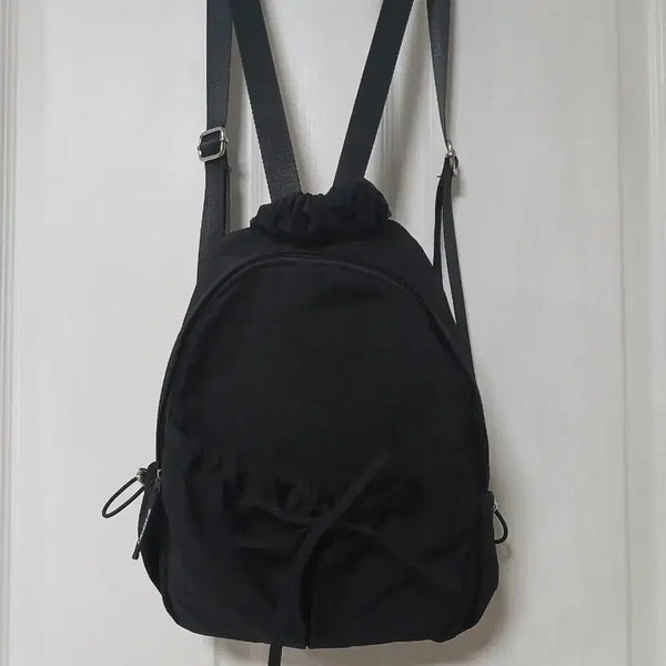 [BUNJANG] Discovery String Bag Backpack Nylon Black / 디스커버리 복조리 백팩